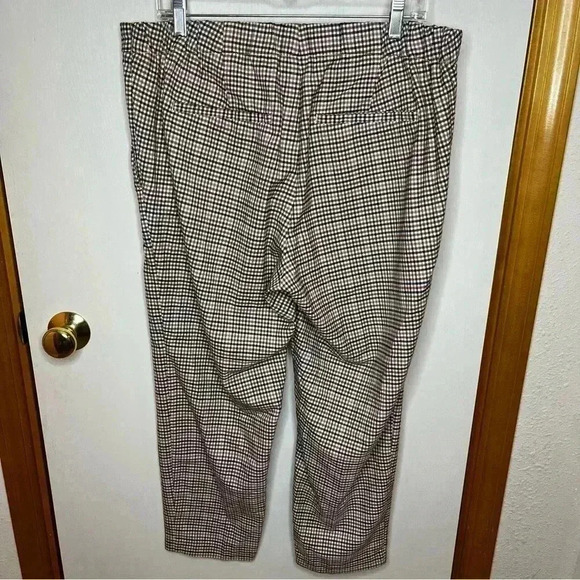 Old Navy Plaid Pull On Crop Pants Women 14 Brown Stretch Pockets Straight Casual - Picture 7 of 9